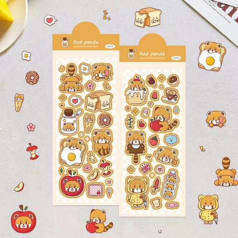 Süße Roter Panda Cartoon Aufkleber Wasserdicht PET Koreanischer Stil Dekorative Sticker Für Journaling Scrapbooking DIY Handyhülle