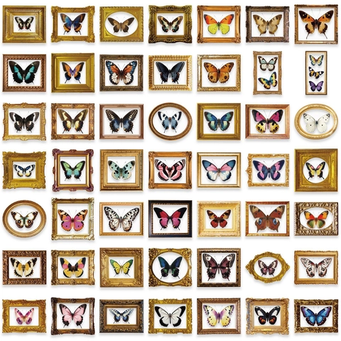Vintage Vlinder Lijst Stickers Waterdichte PET Decoratieve Stickers Voor Scrapbooking Journaling DIY Kunst Ambachten Briefpapier