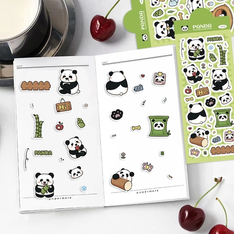 Schattige Cartoon Panda PET Stickers Voor Scrapbooking DIY Journal Decoratie Waterdicht Mat Briefpapier Decals