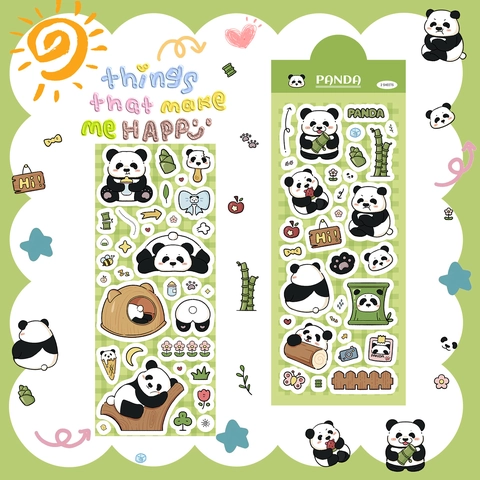 Schattige Cartoon Panda PET Stickers Voor Scrapbooking DIY Journal Decoratie Waterdicht Mat Briefpapier Decals