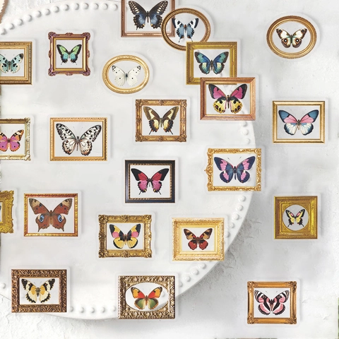 Vintage Vlinder Lijst Stickers Waterdichte PET Decoratieve Stickers Voor Scrapbooking Journaling DIY Kunst Ambachten Briefpapier