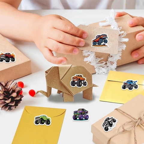 Rouleau d'Autocollants de Monster Truck Dessin Animé Ruban Washi Pour Enfants DIY Scrapbooking Fermeture d'Enveloppe