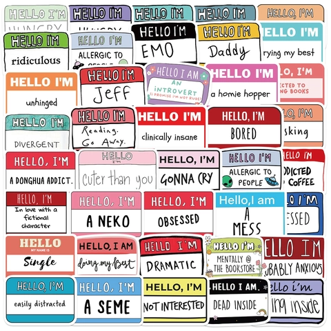 Wasserdichte PVC Aufkleber Mit Humorvollen Englischen Zitaten Und Klassischen Namensschild Designs Kreative DIY Dekoration Für Laptop Koffer Gitarre Journal Labels