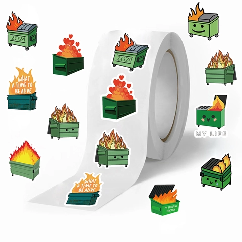 Dumpster Fire Meme Stickers Washi Tape Funny 2024 Quotes Journal Decor Envelope Seal Decorative Labels Office Supplies