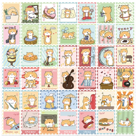 Cartoon Shiba Inu Stickers Waterproof PVC Stamp Style DIY Decorative Decals For Laptop Luggage Guitar Mixed Collection