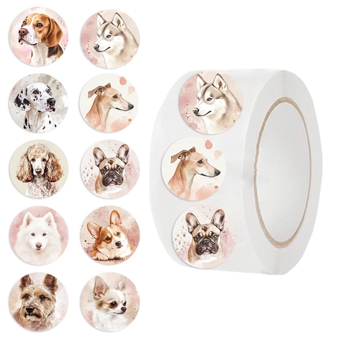 Adesivi per Cani ad Acquerello in Cartone Animato per Scrapbooking Diario Fai Da Te Adesivi per Sigillatura Tondi