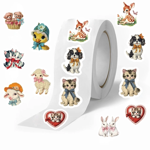 Vintage Tier Cartoon Scrapbooking Aufkleber Dekorative Klebeetiketten Für Tagebuch Basteln Geschenkverpackung Schreibwaren Kinder