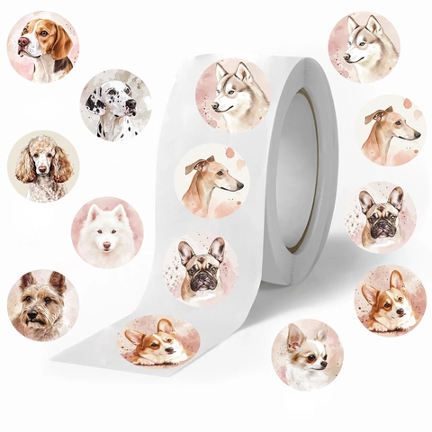 Adesivi per Cani ad Acquerello in Cartone Animato per Scrapbooking Diario Fai Da Te Adesivi per Sigillatura Tondi