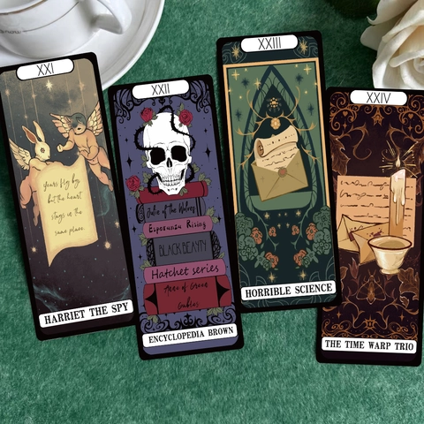 Vintage Tarot Style Illustration Paper Bookmarks For Reading Lovers Gothic Literary Cardstock Page Markers Book Accessories