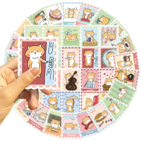 Cartoon Shiba Inu Stickers Waterproof PVC Stamp Style DIY Decorative Decals For Laptop Luggage Guitar Mixed Collection