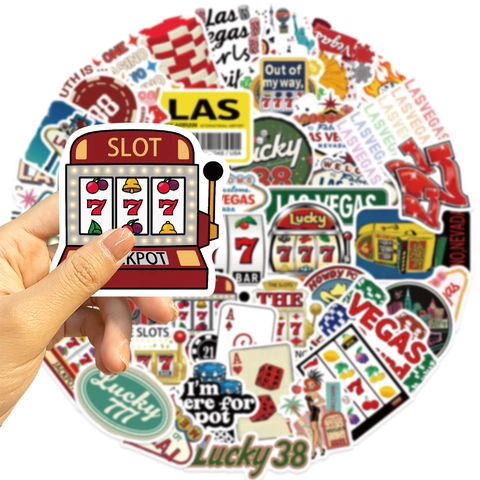 Las Vegas Graffiti Autocollants Imperméable PVC Dessin Animé Casino Thème De Jeu Décalcomanies Pour Ordinateur Guitare Bagages