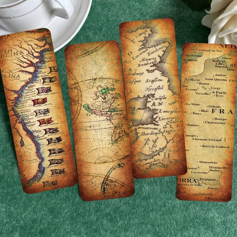 Vintage World Map Design Paper Bookmarks For Reading Journaling DIY Craft Stationery Decorative Accessory Retro Style