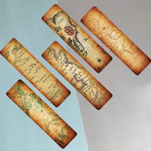 Vintage World Map Design Paper Bookmarks For Reading Journaling DIY Craft Stationery Decorative Accessory Retro Style