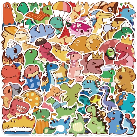 Set di Adesivi in PVC Impermeabili con Dinosauri Cartoon per Laptop Valigia Chitarra Fai da Te Scrapbooking Animali Carini Bambini