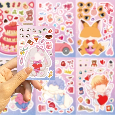 Tema San Valentino Cartoon DIY Adesivo Foglio Set Simpatico Animale Personaggio Impermeabile Decalcomanie Decorative Per Diario