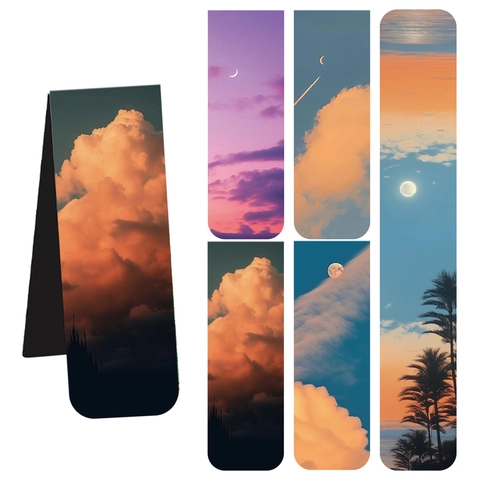 Healing Scenery Magnetic Bookmarks Artistic Landscape Page Markers Magnet Cardboard Reading Accessories Student Office Supplies Gift