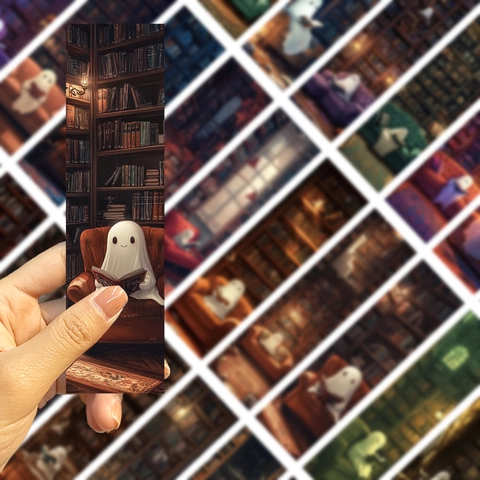 Cartoon Ghost Reading Series Paper Bookmarks Vintage Library Style Cardboard UV Varnish Book Accessories For Bookworms