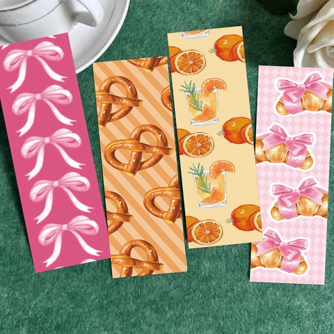 Coquette-Stil Künstlerische Lesezeichen Aus Papier Blumen Schleife Essen Illustrationen Zum Lesen Journaling DIY Dekor