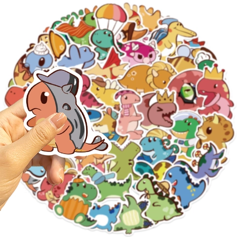 Set di Adesivi in PVC Impermeabili con Dinosauri Cartoon per Laptop Valigia Chitarra Fai da Te Scrapbooking Animali Carini Bambini