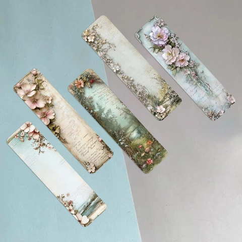 Vintage Papieren Boekenleggers Voor Lezen Landschap Bloemen Ontwerp DIY Journaling Kantoorartikelen Wit Karton Literair Cadeau Voor Boekenliefhebbers