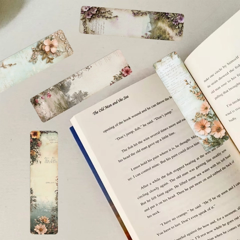 Vintage Papieren Boekenleggers Voor Lezen Landschap Bloemen Ontwerp DIY Journaling Kantoorartikelen Wit Karton Literair Cadeau Voor Boekenliefhebbers