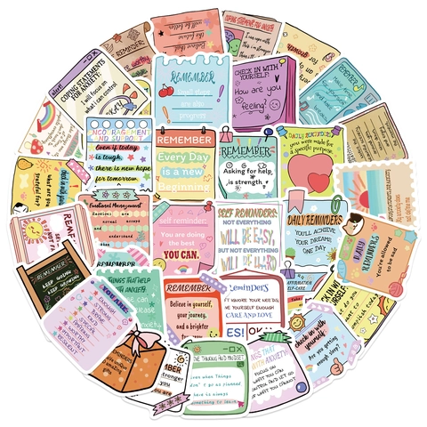 Mental Health Positive Mindset Motivational Quotes Stickers PVC Waterproof Decals For Laptop Journal Guitar DIY Decoration