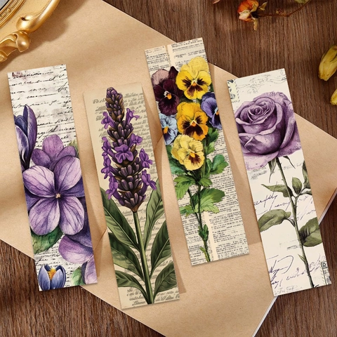Vintage Papieren Bladwijzers Met Bloemen Voor Lezen Journaling DIY Wit Karton Botanische Illustratie Artistieke Bladwijzers Kantoorbenodigdheden Schoolspullen