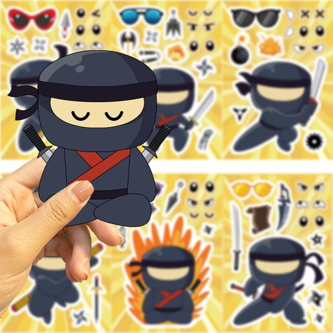 Cartoon Ninja DIY Aufkleber PVC Wasserdicht Gesicht Ändern Decals Für Scrapbooking Handyhülle Dekor DIY Schreibwaren Aufkleber