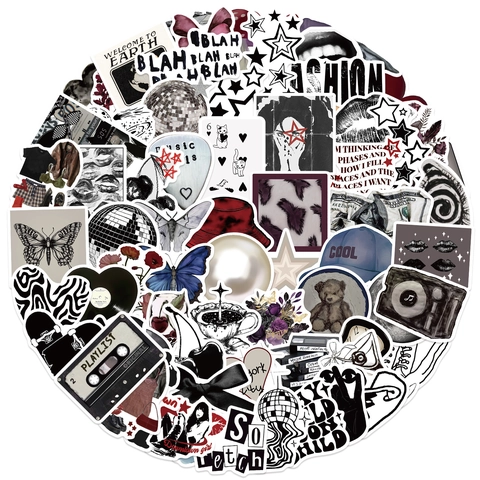 Adesivi Estetici Downtown Girl Y2K Grunge Impermeabili in Vinile PVC per Laptop Chitarra Valigia Telefono DIY Decorazione Stile Retro Indie