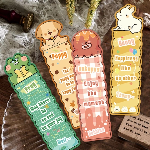 Cartoon Animal Paper Bookmarks Set Cute Capybara Raccoon Panda Inspirational Quotes Paper Book Marks For Reading Students School Office Stationery Gift