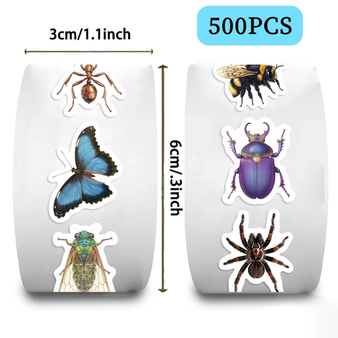 Vintage Insecten Rolstickers Decoratieve Zelfklevende Stickerrol Voor Dagbezoek Briefpapier Scrapbooking