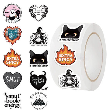 Smut Books Pegatinas de Lectura Papel Washi Calcomanías Ilustrativas Fantasma Gato Negro Para Amantes de Libros Journaling Decoración
