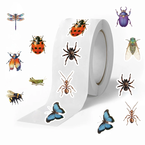 500 Vellen Rol Realistische Insecten Decoratieve Stickers Washi Papier Voor Scrapbooking Envelopsluiting DIY Knutselen Etiketten