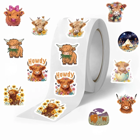 Hochlandrind Cartoon Aufkleber Rolle Washi Papier Dekorative Versiegelung Abziehbilder Für Handbuch Umschlag Scrapbooking Laptop Journaling Geschenk