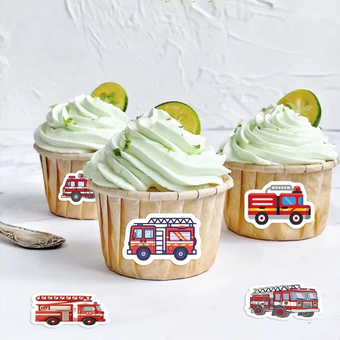Cartoon Fire Truck Stickers For Kids DIY Scrapbooking Envelope Sealing Decorative Reward Labels Stationery School Supplies