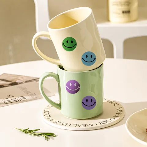 Multicolored Smiley Face Washi Paper Stickers Roll Round Cartoon Expression Decorative Labels For Envelopes DIY Crafts