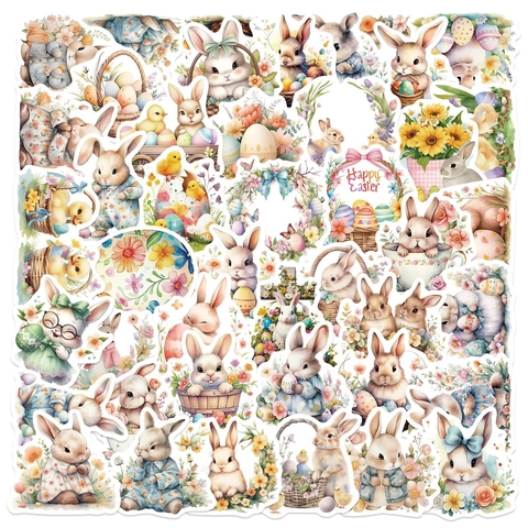 Assorted Cartoon Easter Bunny Rabbit Egg Stickers Waterproof PVC DIY Decals For Laptop Luggage Guitar Party Favors Scrapbooking