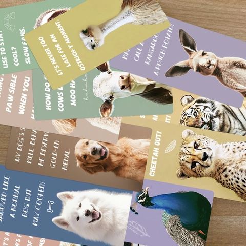 Funny Animal Puns Bookmarks Creative Paper Book Markers For Students Office Stationery Morandi Color Cardstock Markers