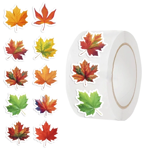 Pegatinas de Papel Washi Hojas de Arce Otoñales Rollo Etiquetas Autoadhesivas Decorativas Realistas para Scrapbooking