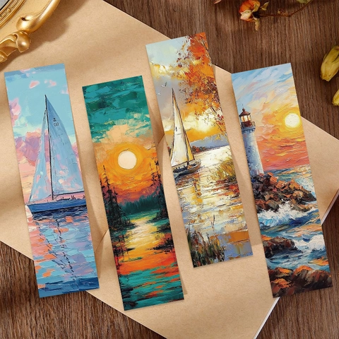 Impressionistische Ölgemälde Landschaft Lesezeichen Zum Lesen Künstlerisches Vintage Szenerie Design Karton Schreibwaren Geschenk