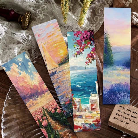 Impressionistische Ölgemälde Landschaft Lesezeichen Zum Lesen Künstlerisches Vintage Szenerie Design Karton Schreibwaren Geschenk