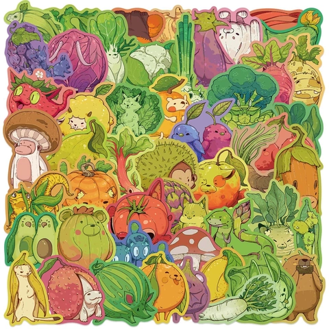 Adesivi Cartoon Frutta Verdura Animali Impermeabile PVC DIY Decalcomanie per Laptop Bagaglio Chitarra Custodia Telefono