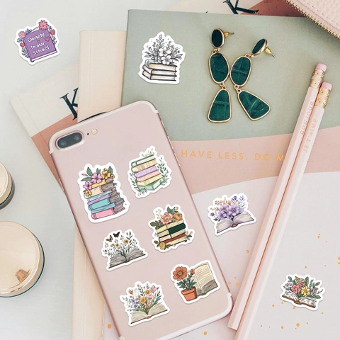 Reading Floral Bullet Journal Graffiti Stickers Roll Copperplate Paper Gift Wrapping Bakery Sealing Labels