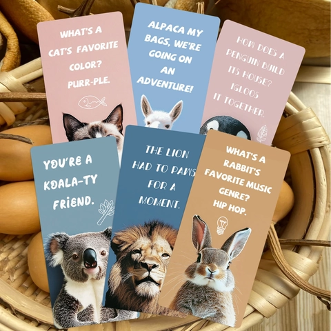 Funny Animal Puns Bookmarks Creative Paper Book Markers For Students Office Stationery Morandi Color Cardstock Markers