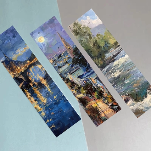 Segnalibri Paesaggio Pittura a Olio Impressionista Design Artistico Architettura Carta Segnalibri per Lettura Diario Regalo