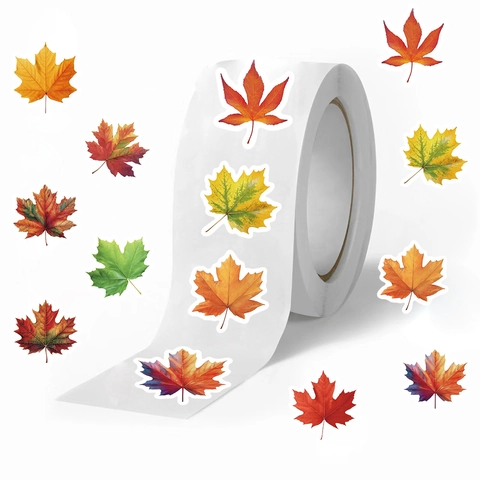 Pegatinas de Papel Washi Hojas de Arce Otoñales Rollo Etiquetas Autoadhesivas Decorativas Realistas para Scrapbooking