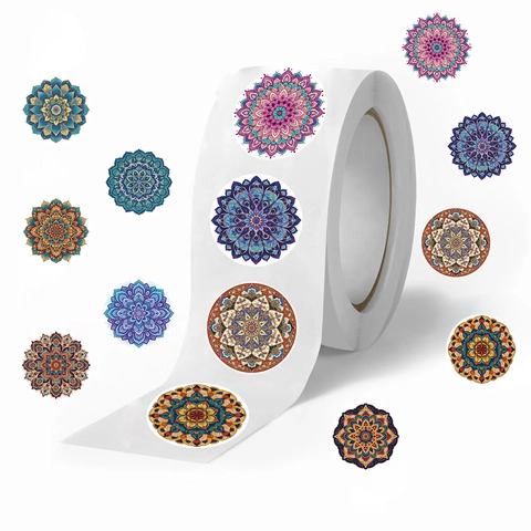 Adesivi Decorativi Mandala Tondi Carta Washi Etichette Sigillanti Impermeabili Per Scrapbooking Regalo Decorazione Buste