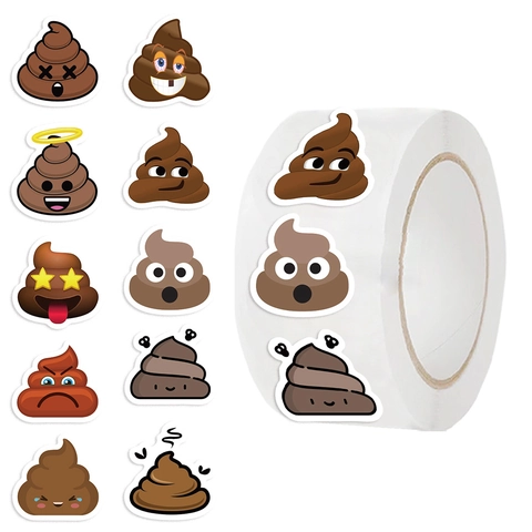 Divertenti Adesivi a Rotolo Poop Emoji Per Sigillare Buste Decorazione Fai da Te Scrapbooking Cartone Animato Cancelleria