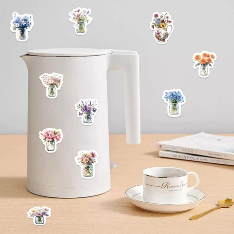 Adesivi Estetici per Fiori ad Acquerello Carta Washi Adesiva Decalcomania Floreale per Scrapbooking Journaling Sigillo per Buste