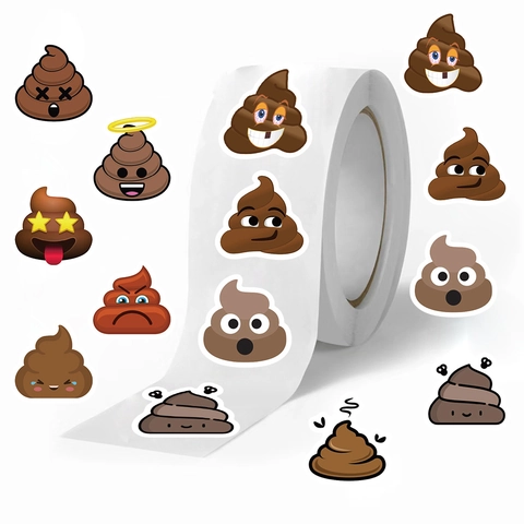 Divertenti Adesivi a Rotolo Poop Emoji Per Sigillare Buste Decorazione Fai da Te Scrapbooking Cartone Animato Cancelleria